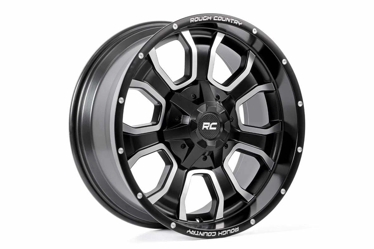 Rough Country 93 Series Wheel Machined Black 20x10 6x5.5_6x135 -18mm 93201012